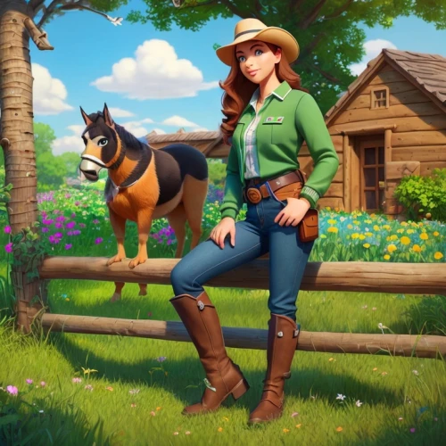 countrygirl,cowgirl,farm pack,farm girl,equestrian,horse trainer,sheriff,heidi country,western,park ranger,cowgirls,australian kelpie,farmer,western riding,farm background,cheyenne,country style,australian collie,ranger,farm set,Common,Common,Cartoon