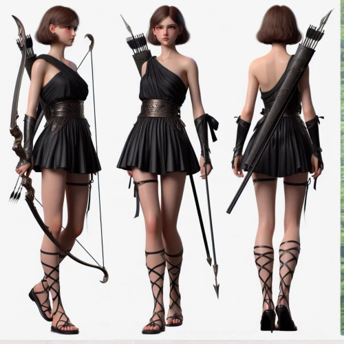 nancy crossbows,witches legs,bows and arrows,huntress,concept art,swordswoman,katniss,witch's legs,female warrior,bow and arrows,katana,arrow set,3d archery,gothic fashion,archer,tribal arrows,leg dresses,lara,scythe,grass blades