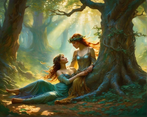 fantasy picture,a fairy tale,fairy forest,celtic woman,elven forest,fairy tale,enchanted forest,faery,fantasy art,fairytale,idyll,romantic scene,faerie,fairytales,children's fairy tale,fairytale characters,fairy tales,forest of dreams,enchanted,amorous,Conceptual Art,Fantasy,Fantasy 05