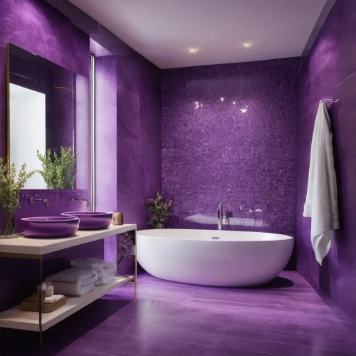 luxury bathroom,purple wallpaper,rich purple,purple,wall,lavander products,violet colour,purple landscape,the purple-and-white,purple rizantém,purple lilac,purpleabstract,bathtub,bathroom,interior design,shower bar,interior modern design,purple rain,modern minimalist bathroom,interior decoration