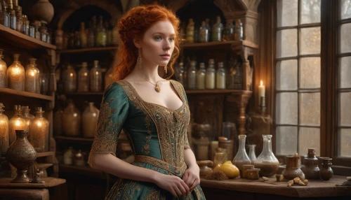 candlemaker,celtic queen,apothecary,queen anne,barmaid,merida,celtic woman,a charming woman,the enchantress,redheads,girl in a historic way,green dress,dressmaker,goblet,bodice,women's novels,clary,enchanting,elizabeth i,potions,Photography,General,Natural