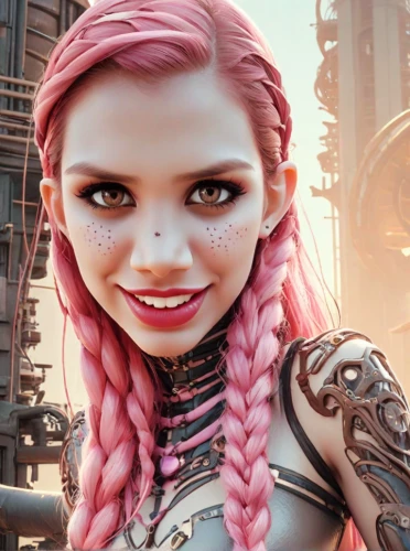 valerian,cyborg,streampunk,violet head elf,fallout4,pink dawn,cyberpunk,pink hair,massively multiplayer online role-playing game,pink beauty,callisto,cg artwork,2080ti graphics card,2080 graphics card,color is changable in ps,scifi,pink double,io,sci fi,elf