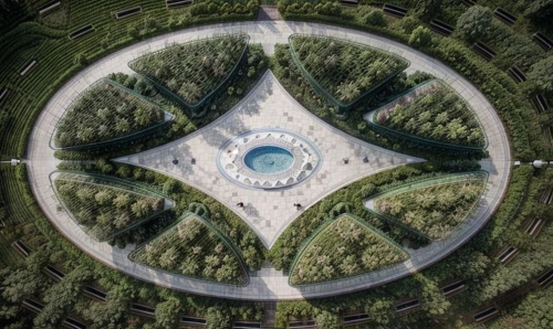 circular star shield,the center of symmetry,six pointed star,olympiapark,six-pointed star,christ star,star of david,wwii memorial,world war ii memorial,vienna's central cemetery,russian pyramid,volgograd,pyongyang,dhammakaya pagoda,drone image,compass rose,moldova,japan peace park,french military graveyard,granite dome,Landscape,Landscape design,Landscape Plan,Realistic