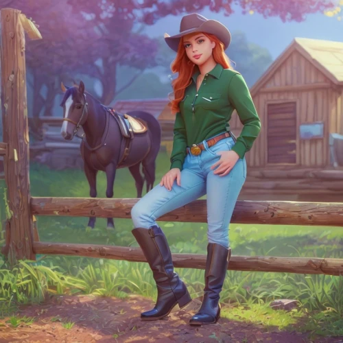 cowgirl,countrygirl,equestrian,horse trainer,country style,heidi country,cowgirls,western,farm girl,western riding,country dress,horse looks,farm set,warm-blooded mare,cowboy plaid,equestrianism,wild west,country-western dance,gunfighter,rodeo,Common,Common,Cartoon