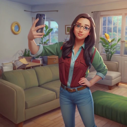 woman holding a smartphone,camera illustration,cg artwork,game illustration,rosa ' amber cover,girl with speech bubble,animated cartoon,girl studying,holding ipad,mobile video game vector background,girl at the computer,holding a gun,cute cartoon image,digital compositing,librarian,smart home,htc,smart look,sci fiction illustration,reading glasses,Common,Common,Cartoon