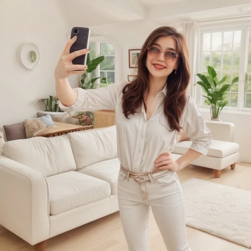 woman holding a smartphone,white shirt,mobile camera,taking picture with ipad,taking photo,with glasses,photo camera,selfie stick,photo lens,selfie,taking picture,camera,taking photos,holding ipad,on the phone,camera stand,smart home,white clothing,reading glasses,digital photo frame,Game Scene Design,Game Scene Design,Cute Style