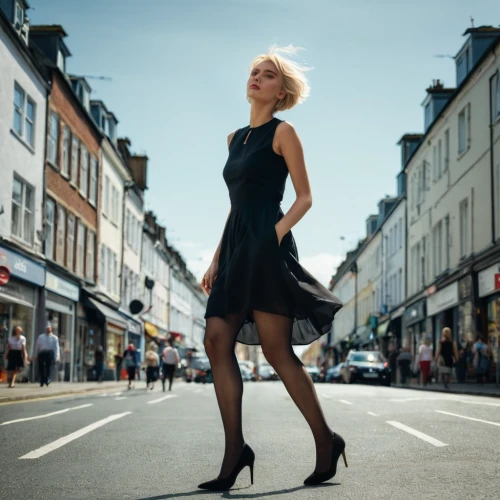 fashion street,black dress with a slit,dress walk black,on the street,black dress,blonde woman,little black dress,femme fatale,shopping icon,women fashion,woman walking,black dresses,streetlife,in a black dress,wallis day,woman shopping,shopping street,dress shop,sheath dress,paris shops,Photography,Documentary Photography,Documentary Photography 08