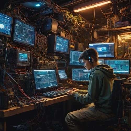 computer room,man with a computer,projectionist,the server room,crypto mining,cyberpunk,working space,control desk,cable programming in the northwest part,the living room of a photographer,hardware programmer,computer art,control center,audio engineer,dive computer,in a working environment,bitcoin mining,the boiler room,telecommunications engineering,computer workstation,Photography,General,Natural