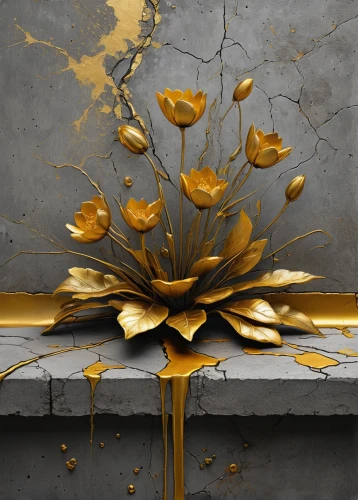 gold paint stroke,gold paint strokes,gold flower,gold leaves,gold leaf,gold foil art,blossom gold foil,dried petals,fallen flower,golden leaf,sunflower paper,golden flowers,flower gold,ikebana,flower art,dried flower,gold foil shapes,gilding,flower painting,abstract gold embossed,Illustration,Realistic Fantasy,Realistic Fantasy 06
