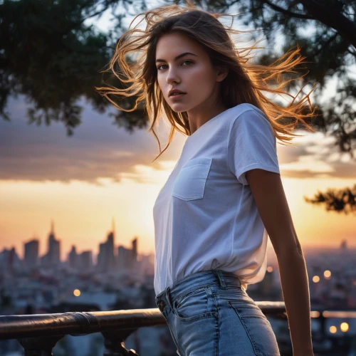 girl in t-shirt,white shirt,on the roof,young model istanbul,cotton top,model beauty,above the city,lily-rose melody depp,sunset glow,liberty cotton,female model,portrait photography,sofia,sunset,modeling,tshirt,young model,golden hour,paris,young woman,Photography,Black and white photography,Black and White Photography 07