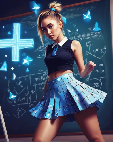 school skirt,schoolgirl,blue checkered,teacher,tutor,girl studying,cheerleader,academic,school uniform,skirt,mathematics,world digital painting,skort,blue background,girl at the computer,pencil skirt,tartan,mathematical,tartan background,blue painting,Conceptual Art,Fantasy,Fantasy 21