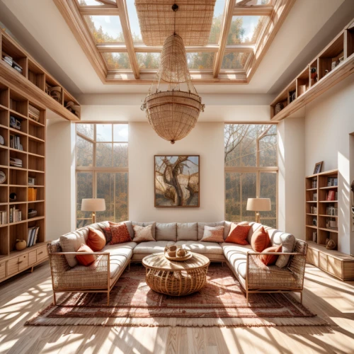 bookshelves,living room,livingroom,sitting room,bookcase,loft,reading room,interior design,wooden windows,wooden beams,daylighting,family room,contemporary decor,great room,search interior solutions,interiors,interior modern design,scandinavian style,modern decor,bookshelf