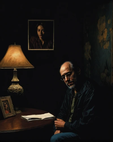 psychoanalysis,artist portrait,moody portrait,the living room of a photographer,sculptor ed elliott,italian painter,dark portrait,man portraits,lev lagorio,portraits,a dark room,self-portrait,man with a computer,elderly man,oil painting,walt,oil on canvas,portrait background,vincent van gough,persian poet,Illustration,American Style,American Style 08