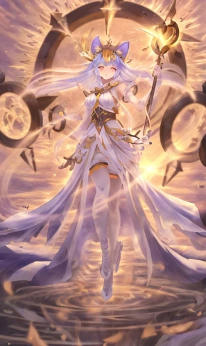 sun bride,goddess of justice,water-the sword lily,easter banner,fantasia,monsoon banner,celestial event,celestial,fire angel,rusalka,chariot,priestess,water rose,halloween banner,eris,cg artwork,luminous,sword lily,aura,light bearer,Game&Anime,Manga Characters,Magic