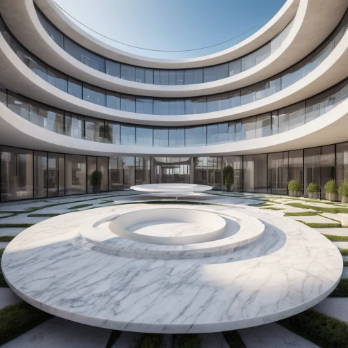 oval forum,3d rendering,futuristic architecture,circular staircase,marble palace,circle design,hospital landing pad,archidaily,chancellery,helipad,concentric,fibonacci spiral,daylighting,sky space concept,kirrarchitecture,spiral,circular,round house,render,arq,Photography,General,Natural