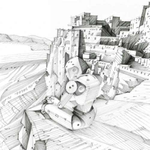 habitat 67,game drawing,peter-pavel's fortress,sci fiction illustration,camera illustration,panoramical,ruined castle,destroyed city,book illustration,bastion,escher,hand-drawn illustration,camera drawing,ancient city,dreadnought,pencil and paper,paper ship,castles,acropolis,knight's castle,Design Sketch,Design Sketch,Pencil Line Art
