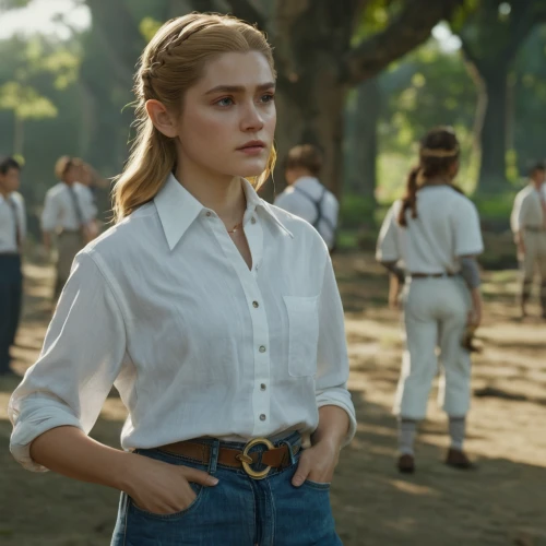 white shirt,suffragette,a uniform,farmer in the woods,cotton top,square dance,girl with a gun,nurse uniform,female hollywood actress,park ranger,a woman,polo shirt,holding a gun,liberty cotton,piper,jean button,heidi country,newt,bolero jacket,in a shirt,Photography,General,Natural