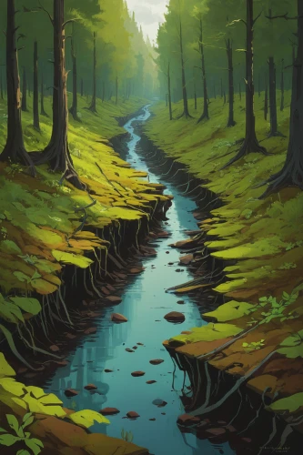 streams,swampy landscape,flowing creek,forest landscape,brook landscape,forests,a river,river landscape,stream,forest,forest glade,row of trees,forest background,the brook,river pines,the forests,creek,autumn forest,waterway,mountain stream,Conceptual Art,Fantasy,Fantasy 09