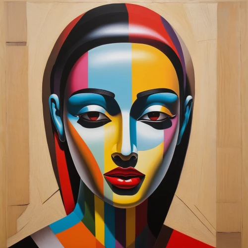 oil painting on canvas,meticulous painting,woman's face,multicolor faces,cool pop art,woman face,african art,girl-in-pop-art,pop art woman,african woman,art painting,head woman,indigenous painting,modern pop art,oil on canvas,glass painting,popart,wood art,made of wood,plywood,Art,Artistic Painting,Artistic Painting 34