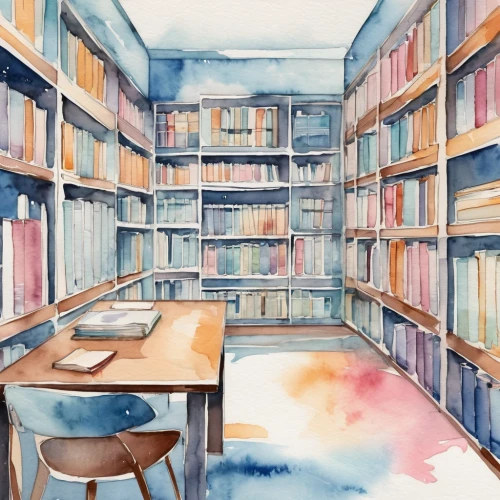 watercolor background,watercolor shops,study room,watercolor tea shop,watercolor cafe,watercolor,bookshelves,watercolor painting,watercolors,watercolor paint,reading room,watercolor paper,library,bookstore,watercolor sketch,bookshelf,bookshop,bookcase,study,water color,Illustration,Paper based,Paper Based 25