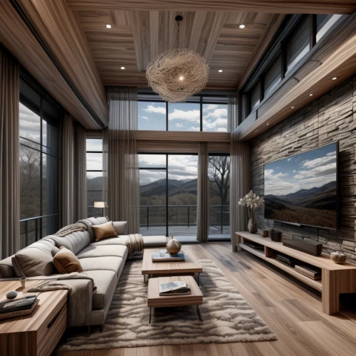 modern living room,luxury home interior,the cabin in the mountains,living room,interior modern design,livingroom,luxury bathroom,chalet,family room,wooden windows,modern decor,great room,interior design,modern room,bonus room,penthouse apartment,wooden beams,log home,luxury property,alpine style