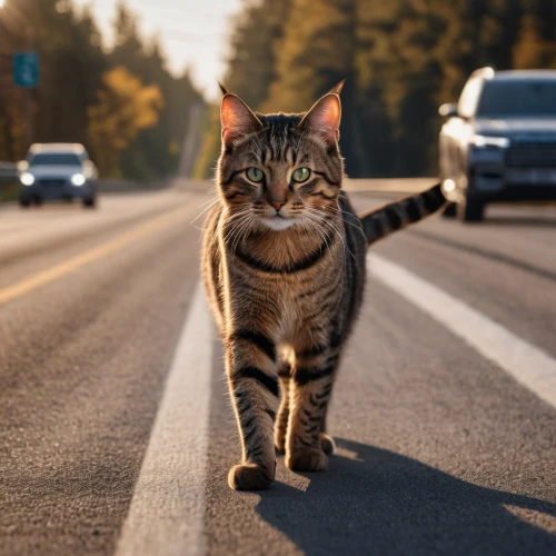 street cat,cat image,toyger,crossing the highway,road traffic,american bobtail,hitchhiker,cat european,cat,catwalk,cat warrior,wild cat,road marking,tabby cat,european shorthair,move ahead,american shorthair,domestic cat,breed cat,on the hunt,Photography,General,Natural