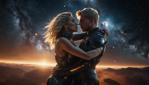 passengers,first kiss,the hands embrace,celestial bodies,the stars,avenger,stony,astronomers,cg artwork,captain marvel,thor,star ship,romantic scene,kissing,space art,andromeda,galaxy collision,the moon and the stars,artists of stars,falling stars,Photography,General,Sci-Fi