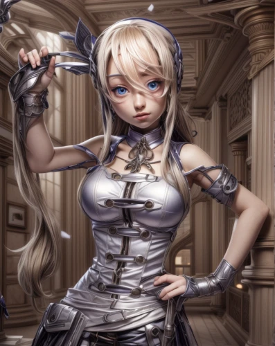 swordswoman,alice,priestess,marionette,elza,frula,french digital background,meteora,old elisabeth,painter doll,cuirass,lady justice,gara,blanche,steampunk,maid,femme fatale,artist doll,silver,kotobukiya