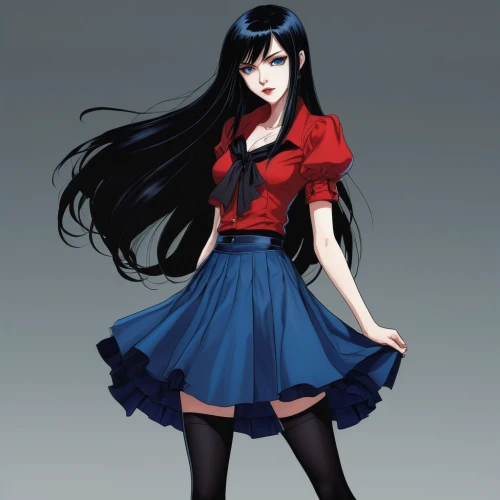 azusa nakano k-on,gentiana,stocking,anime japanese clothing,red blue wallpaper,red-blue,school skirt,nico,a girl in a dress,red and blue,kantai collection sailor,anime girl,erika,long-haired hihuahua,doll dress,winter dress,country dress,2d,anime 3d,sonoda love live,Illustration,American Style,American Style 08