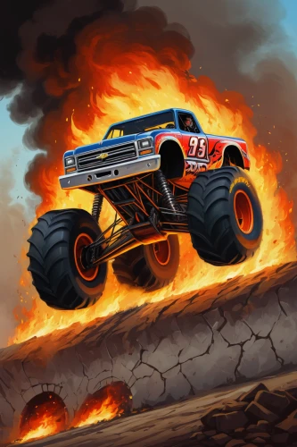 monster truck,truck racing,pickup truck racing,off-road racing,dirt track racing,burnout fire,demolition derby,desert racing,dakar rally,skull racing,off-road outlaw,rally raid,off-road car,dodge power wagon,traxxas slash,off-road vehicle,autograss,off-road vehicles,general lee,stock car racing,Conceptual Art,Fantasy,Fantasy 09