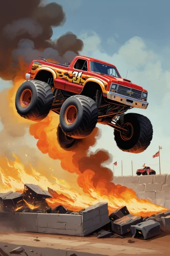 monster truck,pickup truck racing,truck racing,demolition derby,off-road racing,burnout fire,general lee,desert racing,mad max,skull racing,dakar rally,off-road outlaw,dodge power wagon,lifted truck,off-road car,ford bronco,rally raid,ford truck,dirt track racing,off-road vehicles,Conceptual Art,Fantasy,Fantasy 09