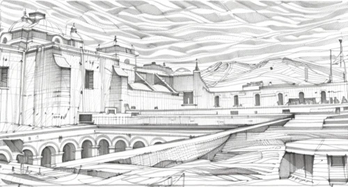 peter-pavel's fortress,ibn tulun,umayyad palace,castle of the corvin,islamic architectural,concept art,kings landing,panoramical,persian architecture,kaaba,medieval architecture,ancient city,city walls,city palace,knight's castle,iranian architecture,water castle,medieval castle,makkah,bukhara,Design Sketch,Design Sketch,Hand-drawn Line Art
