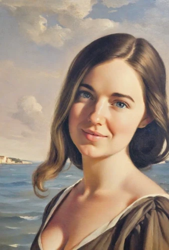 girl on the boat,the sea maid,girl on the river,oil painting,marina,oil painting on canvas,girl with a dolphin,oil on canvas,italian painter,the mona lisa,young woman,mona lisa,the girl's face,art,portrait of a girl,romantic portrait,photo painting,athene brama,girl in a historic way,art painting