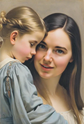 little girl and mother,mother with child,the girl's face,child portrait,mother kiss,oil painting,mother and child,capricorn mother and child,mother-to-child,aubrietien,oil painting on canvas,custom portrait,mother and daughter,portrait background,mary 1,romantic portrait,mother's,mother with children,stepmother,young girl