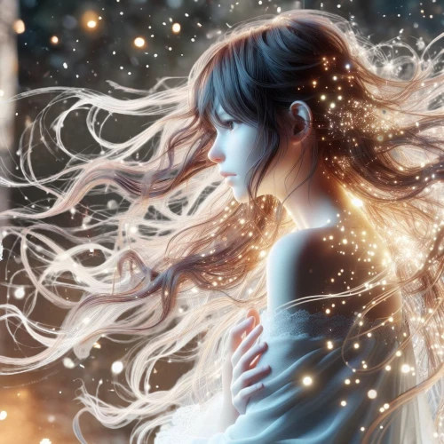 mystical portrait of a girl,fairy galaxy,faerie,fairy dust,faery,fantasy art,fantasy portrait,fireflies,fantasy picture,starlight,magical,falling star,cassiopeia,celestial,the snow queen,fairy queen,falling stars,world digital painting,the enchantress,fairy
