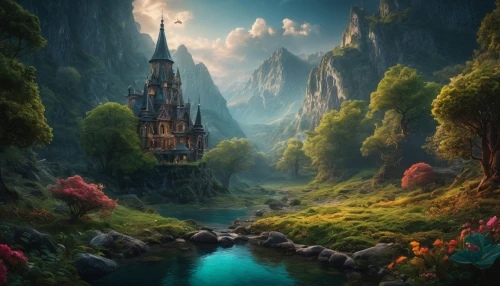 fantasy landscape,fantasy picture,fairy tale castle,fantasy world,fairytale castle,fairy world,3d fantasy,fantasy art,fairy village,fantasy city,fairytale forest,world digital painting,fairytale,fairy chimney,fairy tale,enchanted forest,a fairy tale,dream world,fairy forest,water castle,Photography,General,Fantasy
