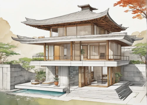 asian architecture,japanese architecture,chinese architecture,garden elevation,ryokan,house drawing,3d rendering,japanese garden ornament,japanese-style room,oriental painting,stone pagoda,ginkaku-ji,kyoto,wooden house,pagoda,core renovation,renovation,architect plan,hanok,kirrarchitecture,Unique,Design,Infographics
