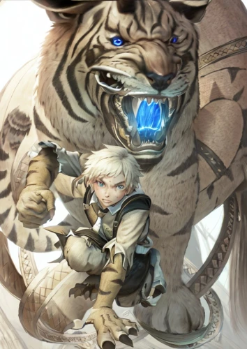 white tiger,blue tiger,dragon slayer,dragon li,drg,leo,game illustration,amano,wyrm,kyi-leo,leopard's bane,summoner,cg artwork,tiber riven,lion white,two lion,lion father,gara,royal tiger,tigers nest,Common,Common,Game