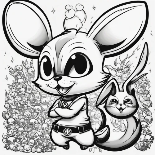 line art animals,line art animal,coloring page,coloring pages kids,coloring pages,cartoon cat,cat line art,fennec,jerboa,cartoon flowers,sand fox,kit fox,valentine line art,no ear bunny,cute cartoon character,cute cartoon image,big ears,conker,line-art,jack rabbit,Illustration,Abstract Fantasy,Abstract Fantasy 10