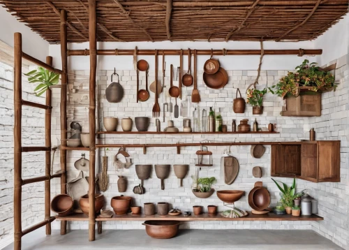 kitchen shop,tile kitchen,kitchen tools,pantry,kitchenware,kitchen utensils,earthenware,kitchen interior,cooking utensils,vintage kitchen,kitchen cabinet,kitchen design,copper cookware,garden tools,stoneware,dish storage,kitchen,shelves,terracotta,home accessories,Unique,Design,Knolling