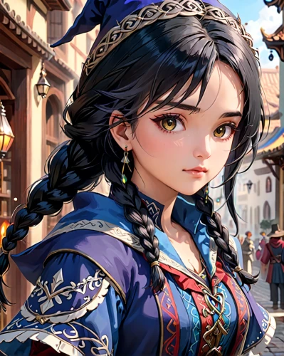 sultana,oriental princess,eurasian,vanessa (butterfly),sanya,fantasy portrait,venetia,game illustration,fairy tale character,wuchang,yuanyang,oriental girl,elza,mulan,portrait background,musketeer,erika,celtic queen,hamelin,rem in arabian nights,Anime,Anime,General