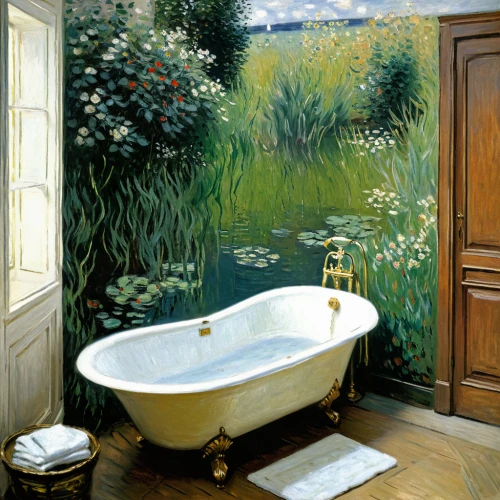 bathtub,the girl in the bathtub,luxury bathroom,bath,tub,bath oil,bathroom,bathing,washbasin,basin,bath with milk,orsay,bathtub accessory,idyll,baths,commode,wash basin,post impressionist,danish room,giverny,Art,Artistic Painting,Artistic Painting 04