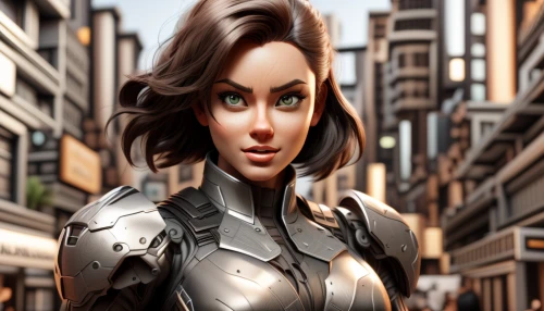 vector girl,sci fiction illustration,head woman,sprint woman,cuirass,city ​​portrait,cyborg,world digital painting,comic halftone woman,shepard,steel,cg artwork,super heroine,3d rendered,superhero background,character animation,animated cartoon,heavy armour,comic character,chrome steel