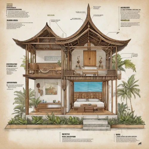 asian architecture,tropical house,floorplan home,stilt house,chinese architecture,japanese architecture,timber house,wooden house,islamic architectural,garden elevation,house floorplan,architect plan,tree house hotel,traditional house,floating huts,cabana,stilt houses,treehouse,bamboo frame,houses clipart,Unique,Design,Infographics
