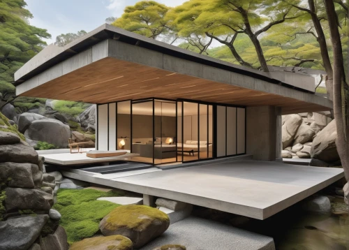 japanese architecture,cubic house,japanese-style room,ryokan,folding roof,inverted cottage,archidaily,japanese zen garden,timber house,frame house,asian architecture,grass roof,modern house,cube house,mid century house,zen garden,3d rendering,eco-construction,summer house,wooden house,Unique,Design,Infographics