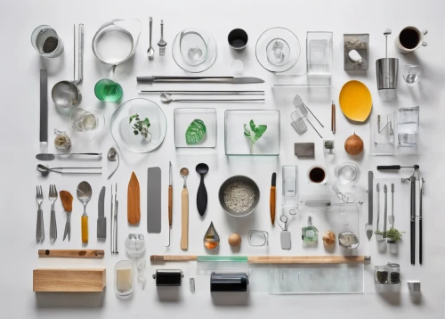 utensils,kitchenware,kitchen utensils,kitchen tools,cooking utensils,art tools,tableware,objects,assemblage,baking tools,flat lay,flatware,disassembled,kitchen cabinet,reusable utensils,dish storage,cookware and bakeware,kitchen utensil,serveware,plate shelf,Unique,Design,Knolling