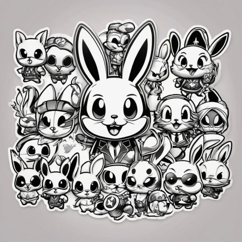 rabbits,rabbit family,bunnies,line art animals,pokémon,rabbits and hares,pokemon,kawaii animals,easter rabbits,cute cartoon image,round kawaii animals,kawaii animal patch,kids illustration,kawaii animal patches,gray hare,chibi kids,stitch,thumper,animal icons,line art animal,Illustration,Abstract Fantasy,Abstract Fantasy 10