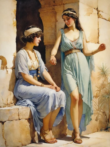 bouguereau,bougereau,pilate,woman at the well,conversation,young women,young couple,the annunciation,two girls,courtship,classical antiquity,hellas,italian painter,orientalism,apulia,ancient art,puglia,vintage art,artemisia,greece,Illustration,Paper based,Paper Based 23