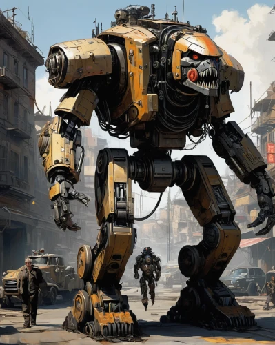 mech,dreadnought,bumblebee,kryptarum-the bumble bee,military robot,war machine,mecha,robot combat,scrap iron,industrial robot,erbore,minibot,bot,dewalt,fallout4,scrap collector,robotics,transformer,bulldozer,heavy machine,Conceptual Art,Sci-Fi,Sci-Fi 01