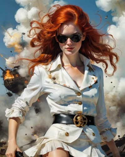woman fire fighter,girl with gun,steampunk,aviator,little girl in wind,girl with a gun,sci fiction illustration,aviator sunglass,bouffant,fantasy art,photoshop manipulation,fire fighter,cigarette girl,clary,fighter pilot,wind warrior,fantasy picture,photo manipulation,image manipulation,flame spirit,Conceptual Art,Oil color,Oil Color 01
